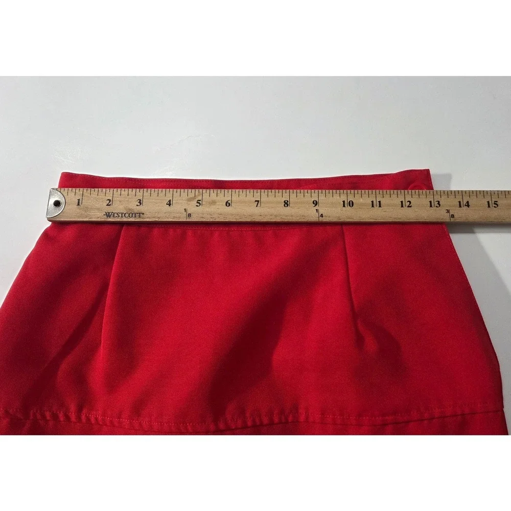 Vintage Sears Retro Preppy Red A-Line Midi Skirt Button Back Detail Size XS‎ - S